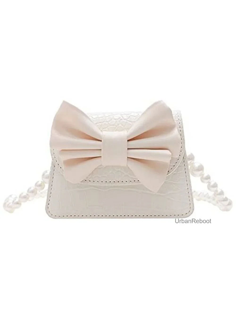 Small Toddler Crossbody Bag PU Faux Fur Pearl Chain Handbag for Kids
